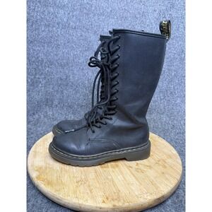 Dr. Martens Boots Youth Size 1 Black 1914 J Leather Lace Up Zip Tall Combat